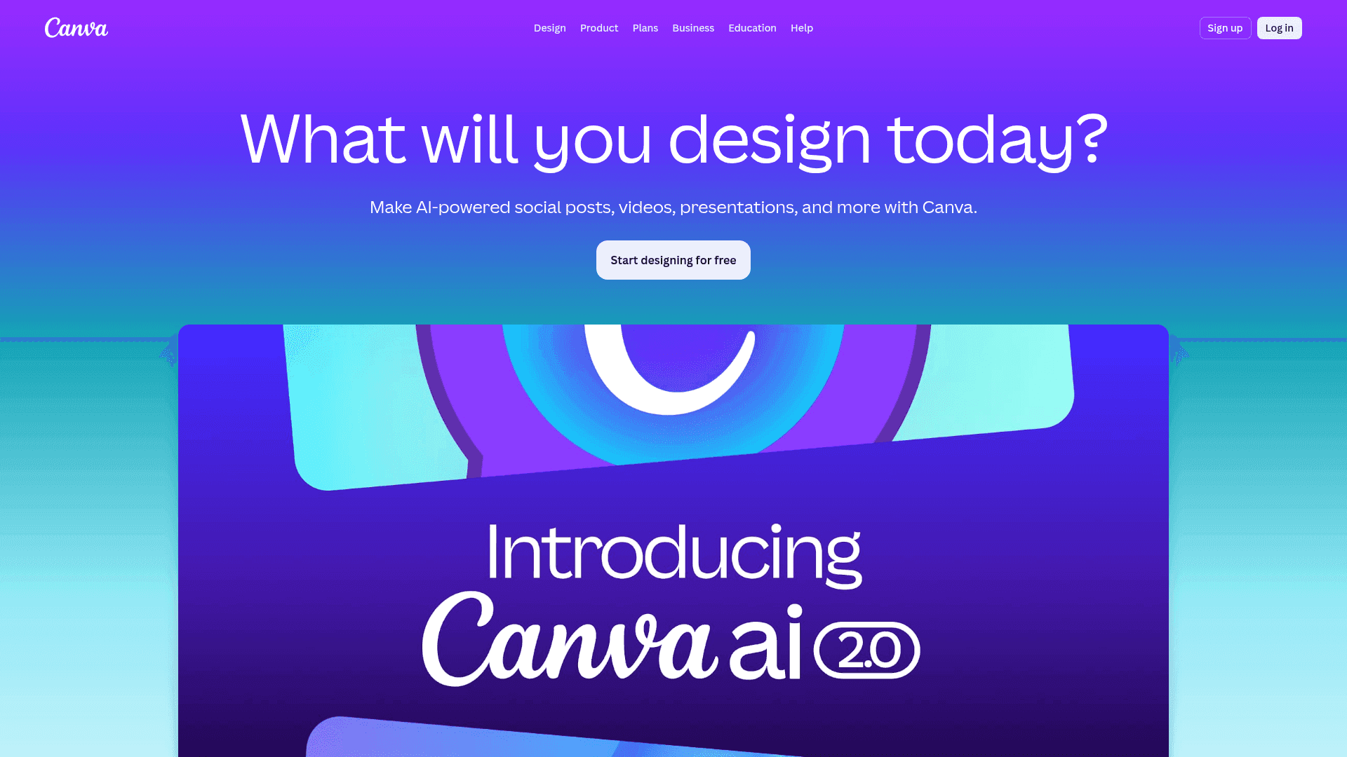 Canva — главный экран лендинга