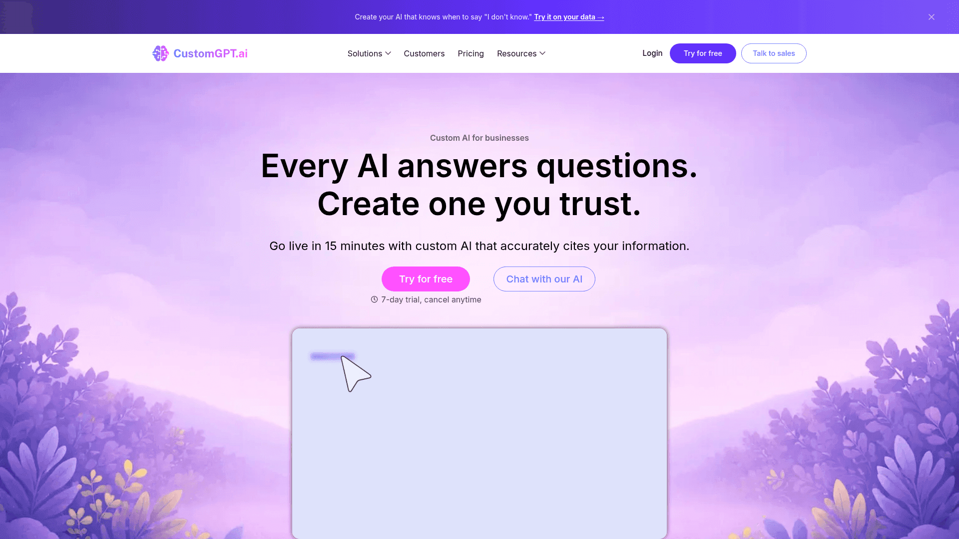 CustomGPT.ai — главный экран