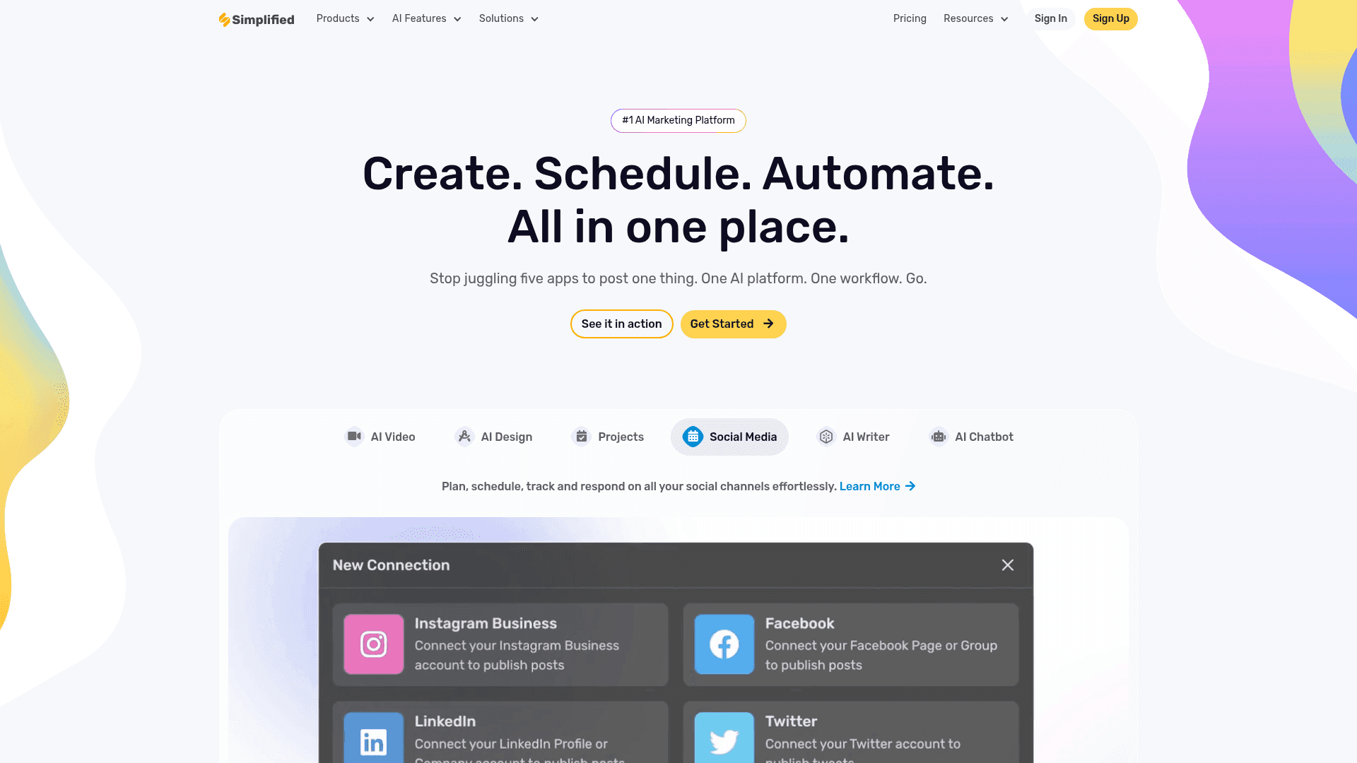 Simplified AI — главный экран лендинга